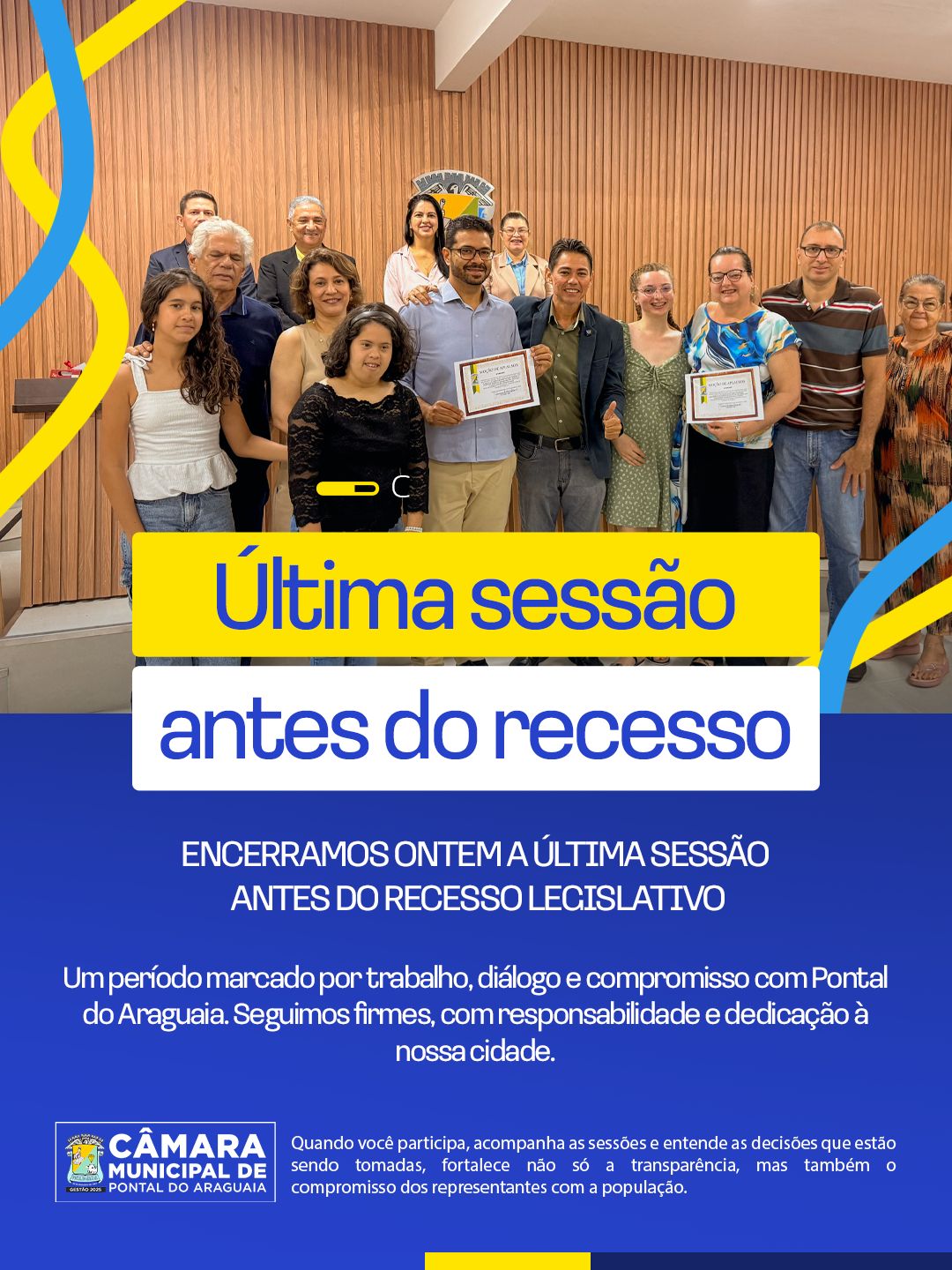 Câmara Municipal de Pontal do Araguaia entra em recesso legislativo e retoma sessões em fevereiro de 2026