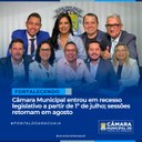Câmara Municipal entrou em recesso legislativo a partir de 1º de julho; sessões retornam em agosto