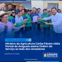 Ministro da Agricultura Carlos Fávaro visita Pontal do Araguaia pela primeira vez e assina Ordem de Serviço ao lado dos vereadores