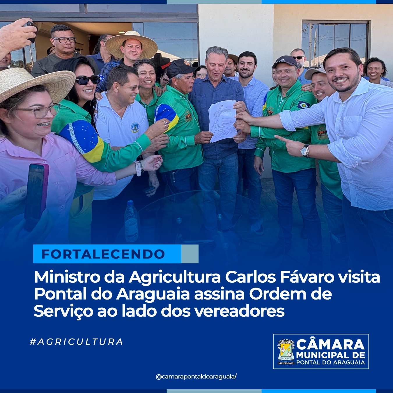 Ministro da Agricultura Carlos Fávaro visita Pontal do Araguaia pela primeira vez e assina Ordem de Serviço ao lado dos vereadores
